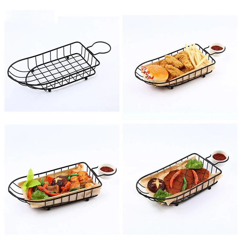 Стальной держатель для корзины жареных продуктов посуда закусок с белым соусом
