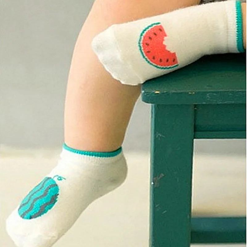 Детские носки хлопковые детские напольные с защитой от кораблей фруктовый арбуз