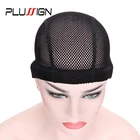 Вязаная крючком шапочка для изготовления париков с большим отверстием, сетчатая шапочка, дышащая шапочка для парика, черные толстые инструменты для изготовления париков для вязания крючком