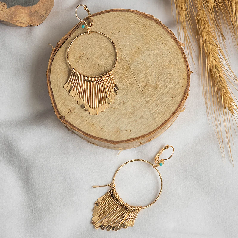 Wild &amp Free Boho золотые серьги с металлическими кисточками открытым носком для