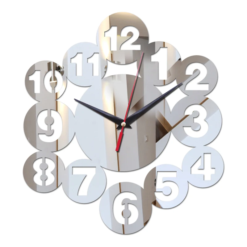 top fashion new wall clock clocks acrylic horloge modern design home decoration mirror stickers quartz multi slice set|clock clock|living