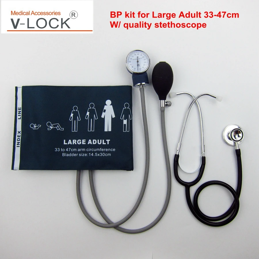 Large adult kit V-LOCK профессиональный тонометр анероидный Сфигмоманометр BP Манжета Комплект со стетоскопом - Цвет: Large adult kit