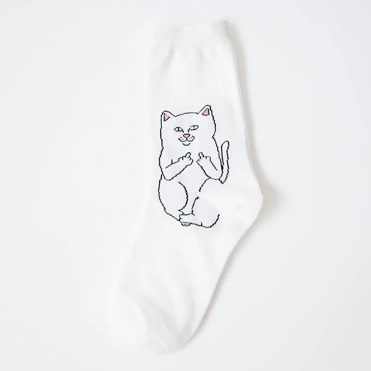 White Cat Новая мода, унисекс, Мультяшные креативные забавные чужеродные носки для мужчин и женщин, уличные Повседневные носки для скейтборда - Цвет: White Cat