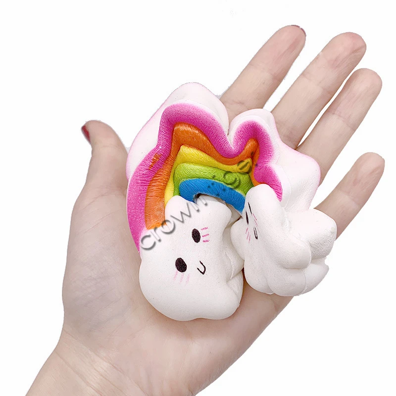 Jumbo Smiley Rainbow Squishy медленно Восстанавливающий имитационный хлеб торт
