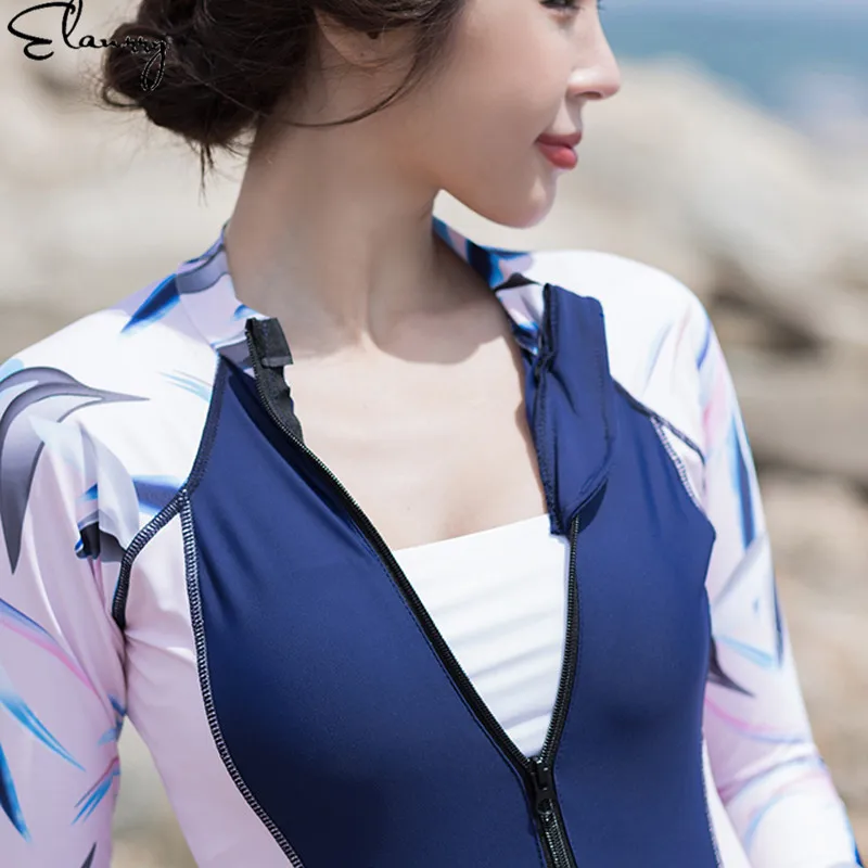 Женский спортивный купальник с длинными рукавами летний пляжный костюм на