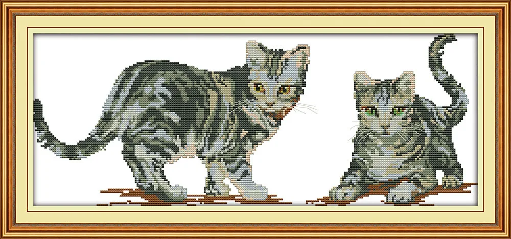 Набор для вышивки крестиком с принтом два маленьких котят|counted cross stitch kits|cross