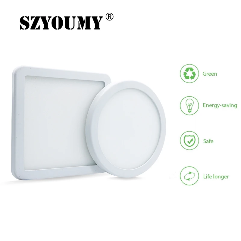 

SZYOUMY New Version LED Panel Light Ultrathin Recessed Downlight 6W 8W 15W 20W 220V Square Round Panel lamp With Built in Driver