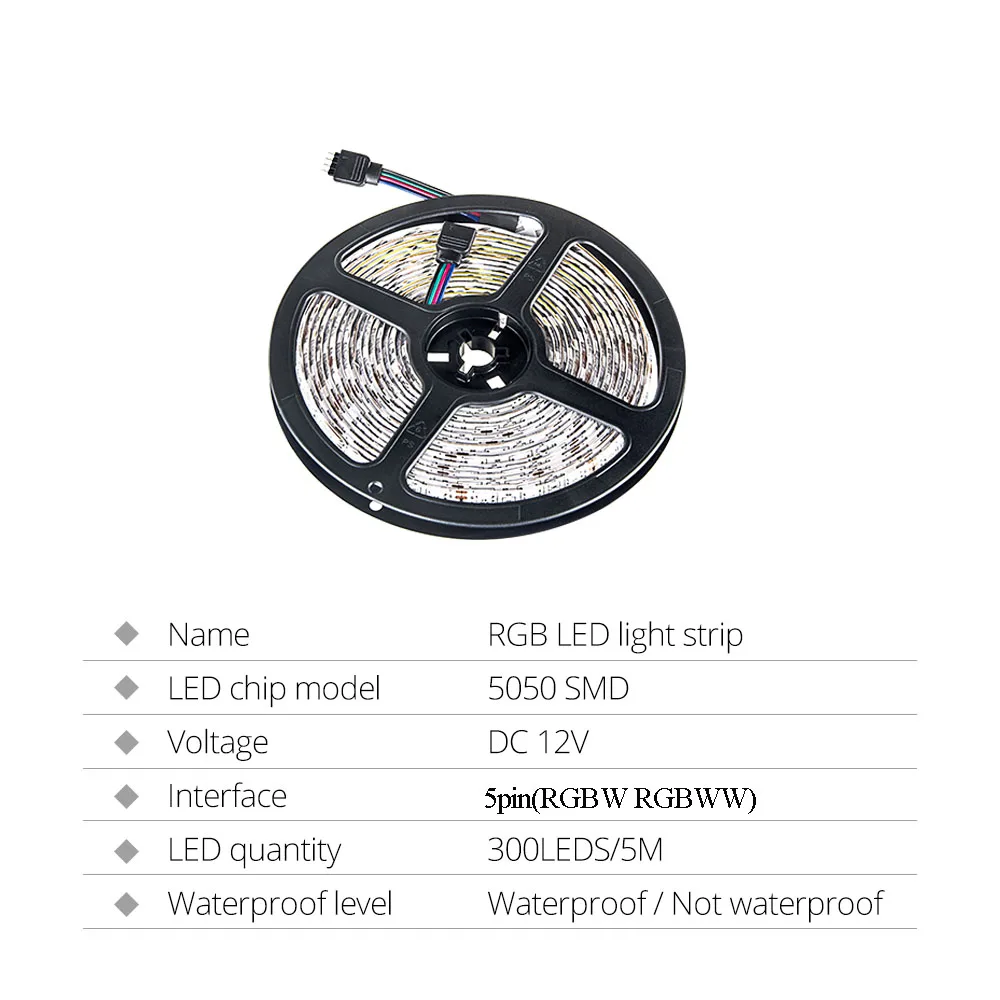 Водонепроницаемая RGBW подсветка RGBWW Светодиодная лента s 5M 5050 RGB DC12V с пультом