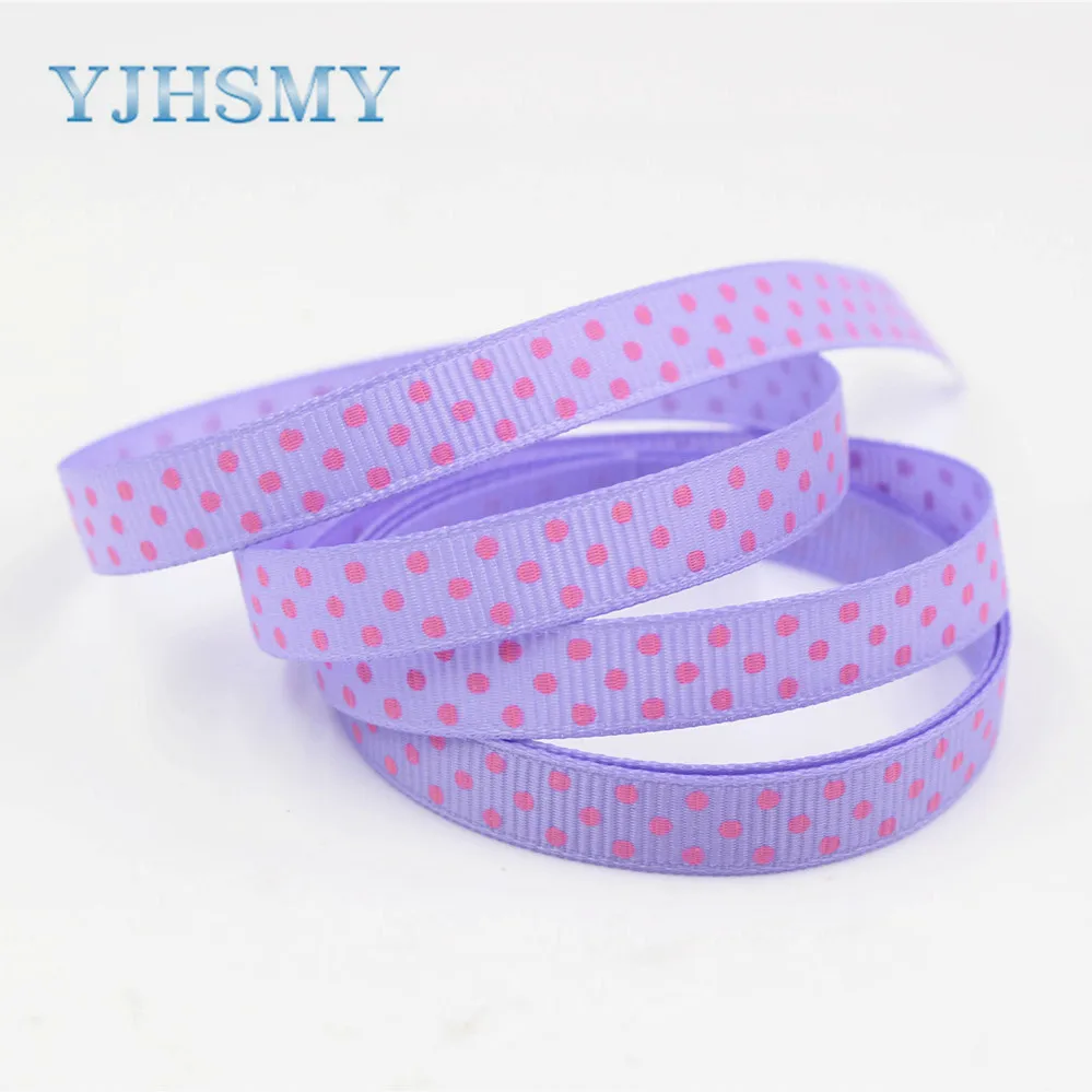 YJHSMY F-17622-131 20 yards 10 mm Dots Ribbons Thermal transfer Printed grosgrain Wedding Accessories DIY handmade material | Дом и сад