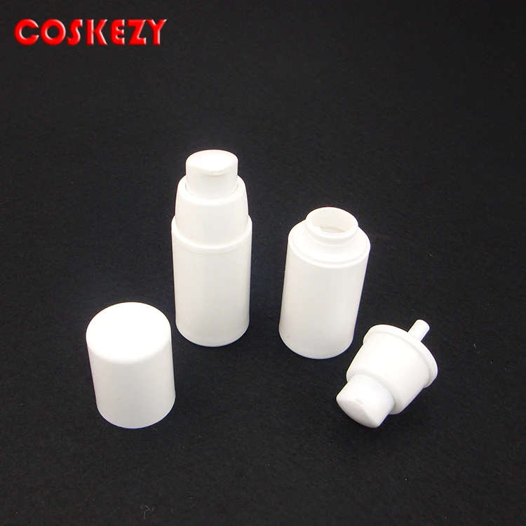 Full white ZA24 Airless pump bottle 15ml for cream with white cap, empty airless bottle PP pump 15ml