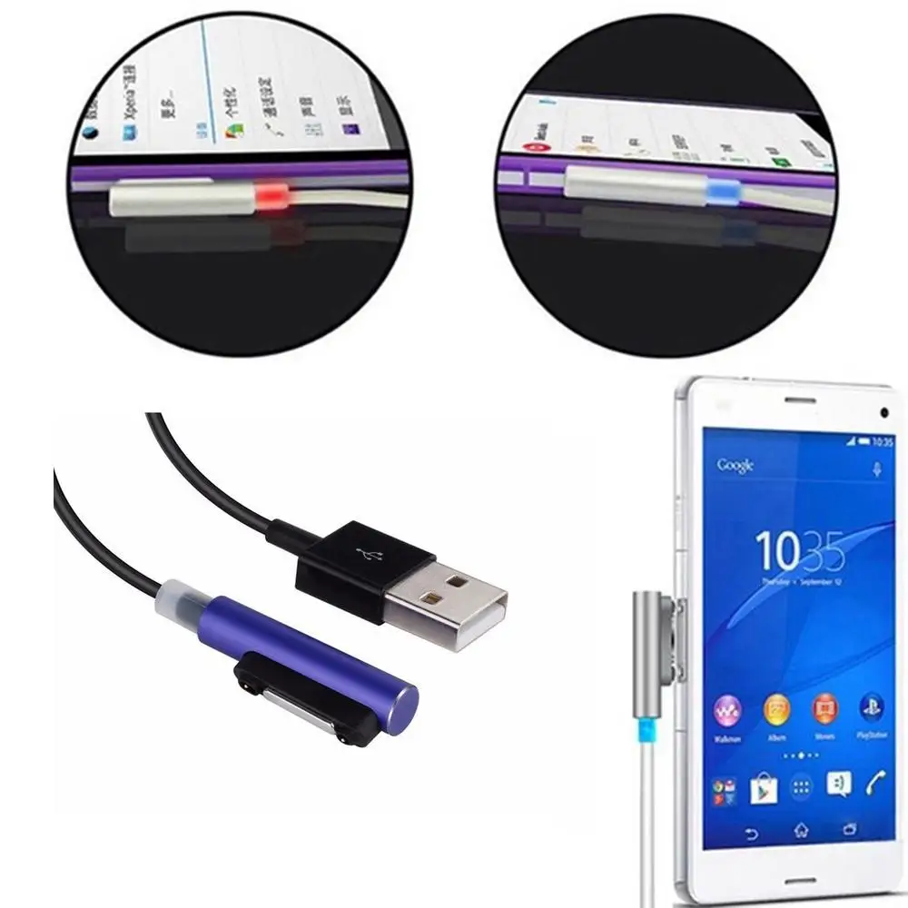 1 м металлический магнитный светодиодный USB кабель для зарядки sony Xperia Z1 Z2 Z3 Compact для Z Ultra D6503 M51W Z1 m