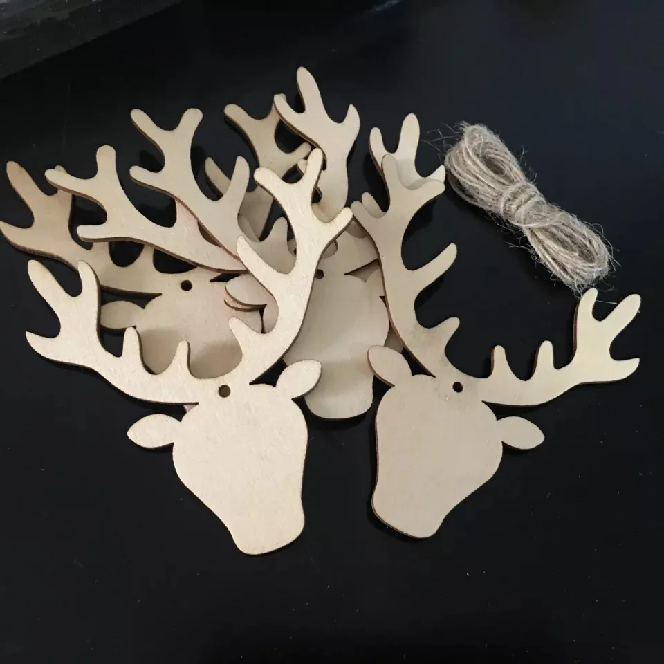 

laser cut mini deer head christmas hanging decoration wood gift