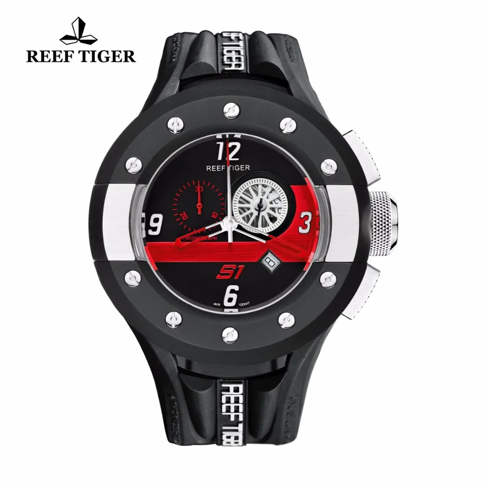 Мужские спортивные часы с хронографом Reef Tiger/RT кварцевые датой и циферблатом на