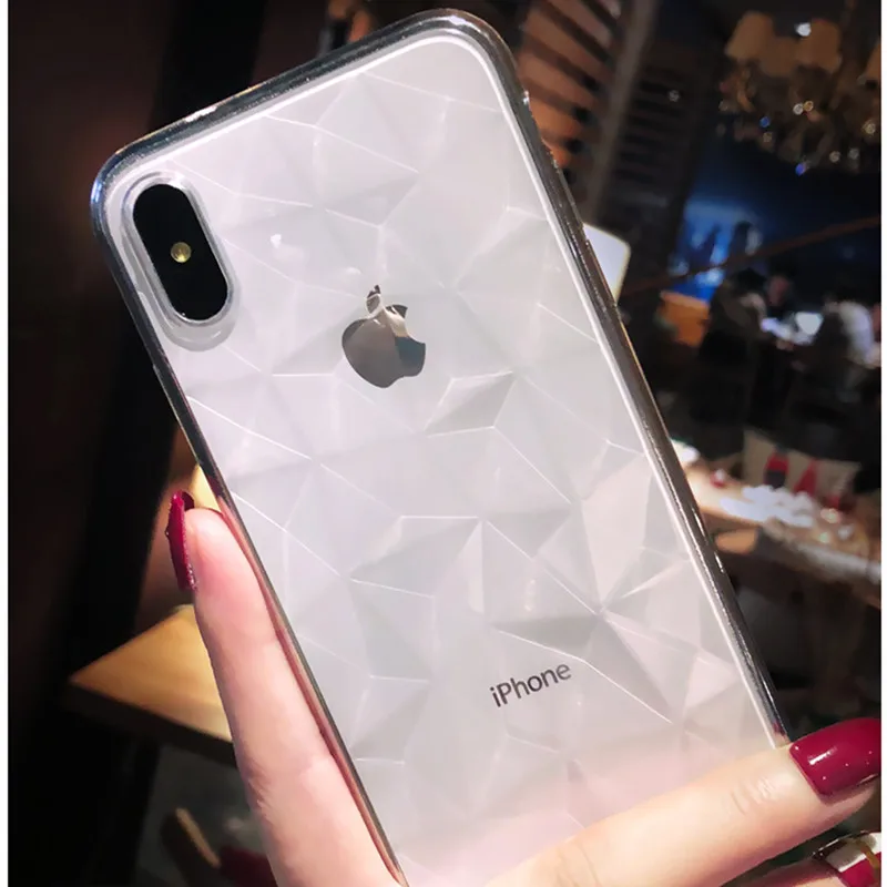 Чехол с алмазной текстурой для iPhone 6 6s 7 8 Plus X мягкий чехол телефона Роскошный