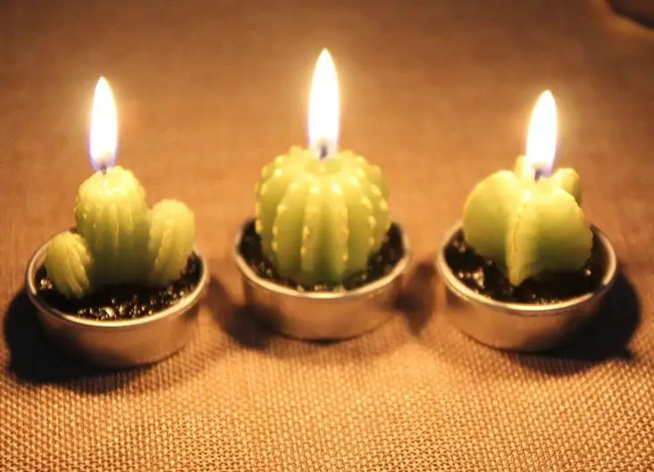 Милые маленькие новые творческие имитация в горшках кактуса зеленые мини-свечи