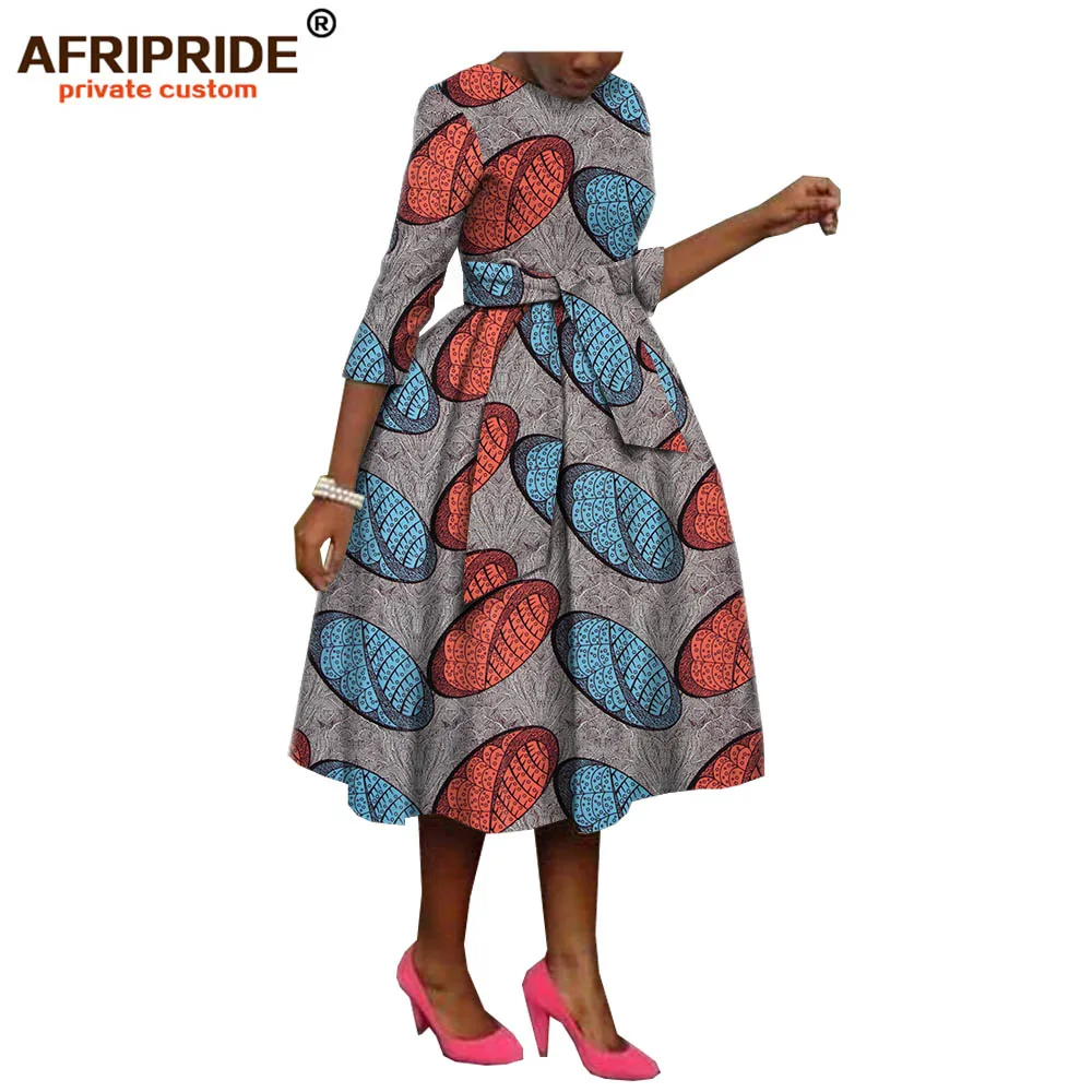africa ankara весеннее женское платье с принтом AFRIPRIDE, рукав три четверти, длина до середины голени, платье для женщин A1825090 - Цвет: 231X