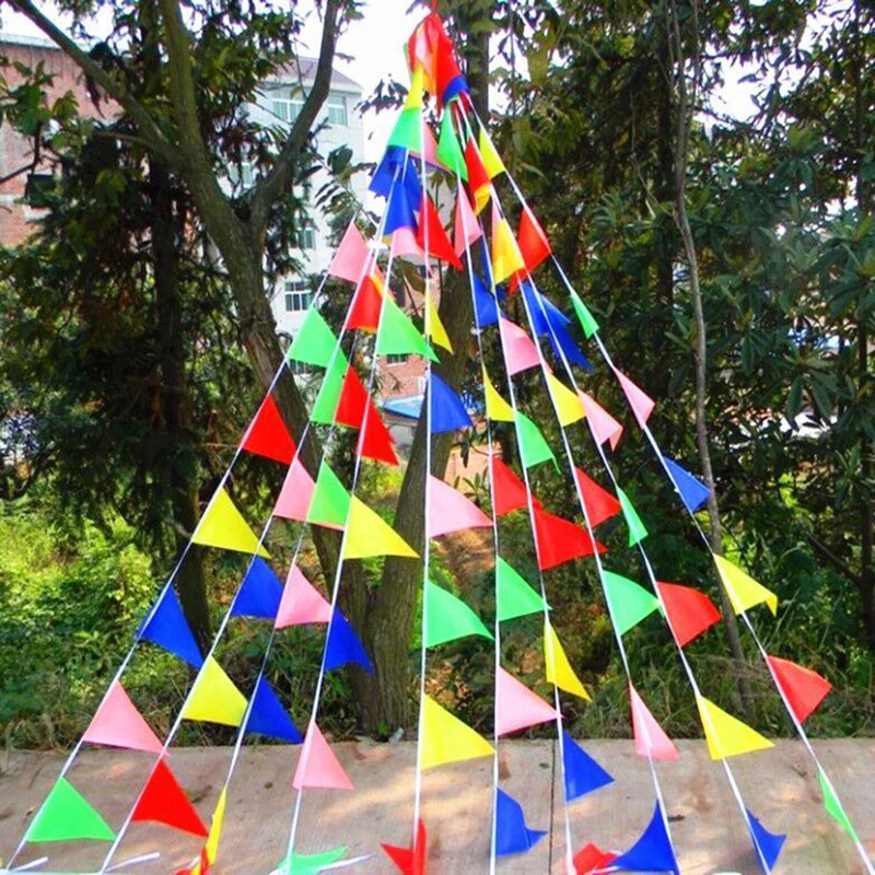 Фото Свадебное Знамя 8 м цветные шелковые бантики треугольные гирлянды вечерние