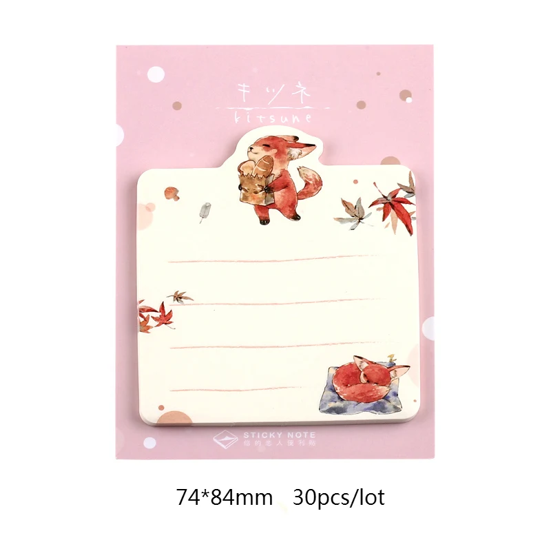 B Mr paper, 30 шт./лот, 6 видов конструкций, Kawaii, Мультяшные животные, кролик, лиса, блокнот для заметок, блокнот, дневник, самоклеющиеся заметки, блокнот s - Цвет: B