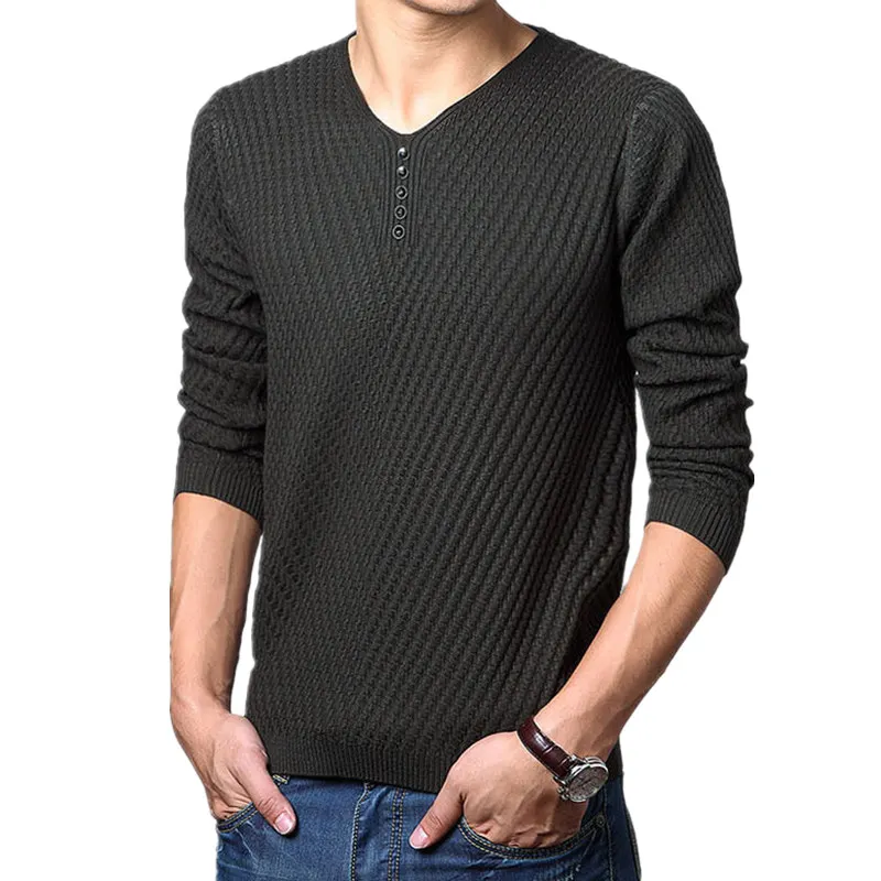 

M-4XL Winter Henley Neck Sweater Men Cashmere Pullover Christmas Sweater Mens Knitted Sweaters Pull Homme Jersey Hombre