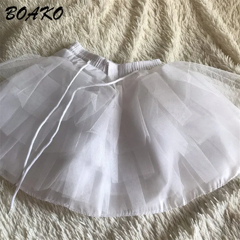 BOAKO/белые короткие юбки для девочек на свадьбу, фатиновые гофрированные короткие кринолиновые юбки для невесты, детский подъюбник для девочек, Jupon