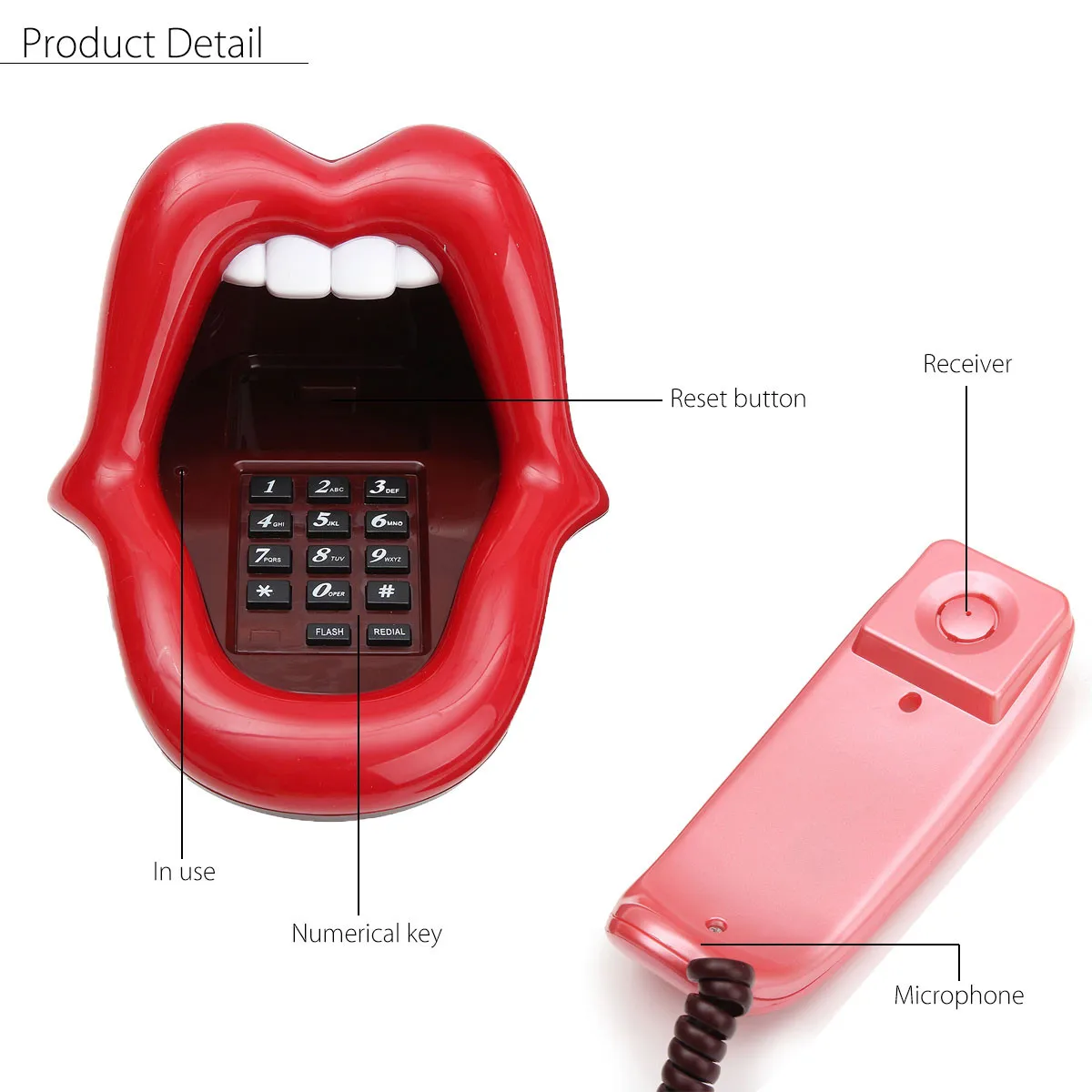 Мини телефон Red Lips Landline с громким ртом в стиле ретро забавный новинка проводной