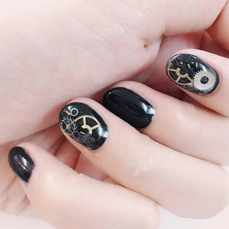 3D Tips Nail Art Watch Parts Skeleton Punk Stud Retro Rock Steam Machine Metal Slice Gear Foils Decoration Tools Manicure 5pcs | Красота и
