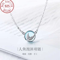 925 sterling silver chain necklace for women retro vintage blue stone rhodium plated silver choker jewelry necklaces for lover