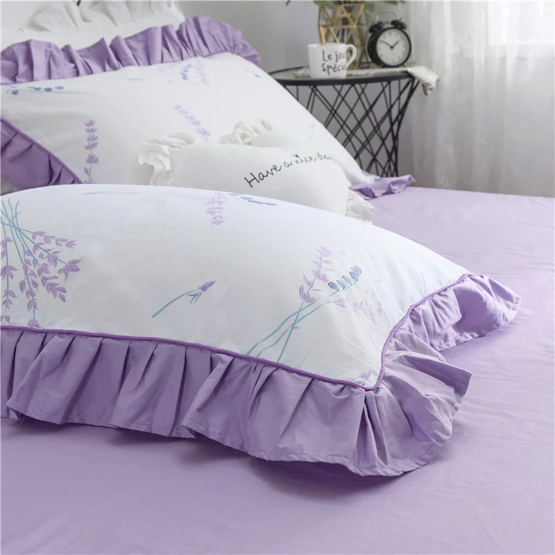 Комплект постельного белья из 4 предметов Роскошное хлопковое белье с оборками