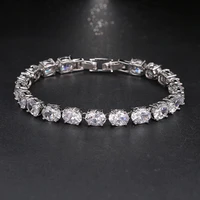 fashion oval shape sparkling cubic zirconia bracelets for women wedding jewelry hot sale girls engagement bracelets b 012