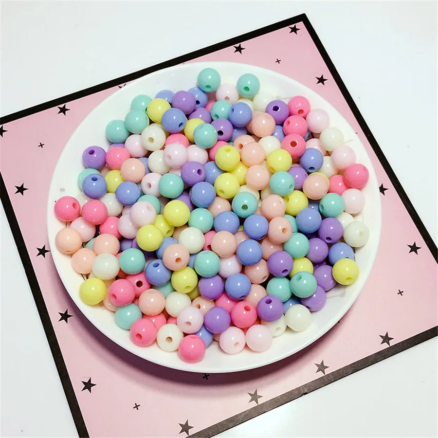 Multicolor Round Beads Diy Hand Made Beaded Bracelet Necklace Jewelry Making Candy Color Loose Clothing Accessories | Дом и сад