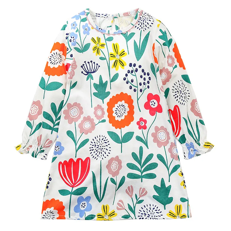 Платья с цветочным рисунком для девочек сезон осень-весна детская одежда Лидер