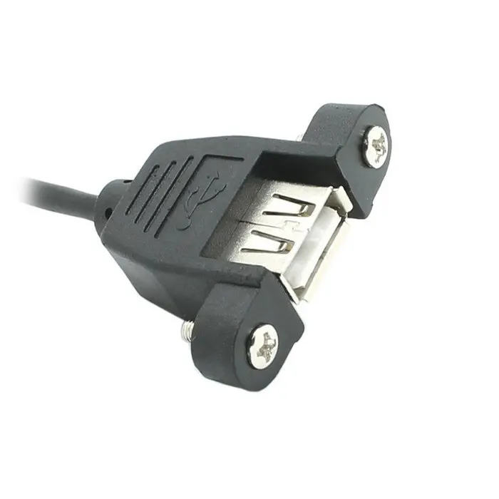 

20cm 90 Degree Down Direction Angled USB 2.0 A Male Connector to Female Extension Cable With Panel Mount Hole