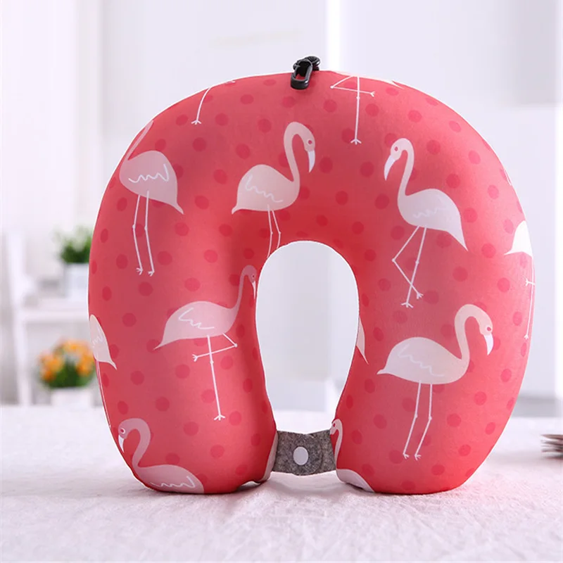 U образная синяя дорожная подушка для шеи с фламинго самолета автомобиля офиса