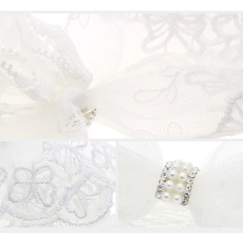 2018 Новый жемчужный очаровательный белый кружевной топ с цветами чалма бантиком