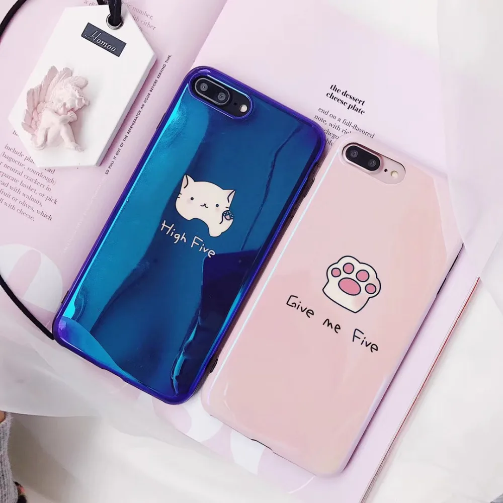 Милый мягкий чехол для телефона с рисунком кота лапы дай мне пять Blu-Ray iphone 8 8plus 7
