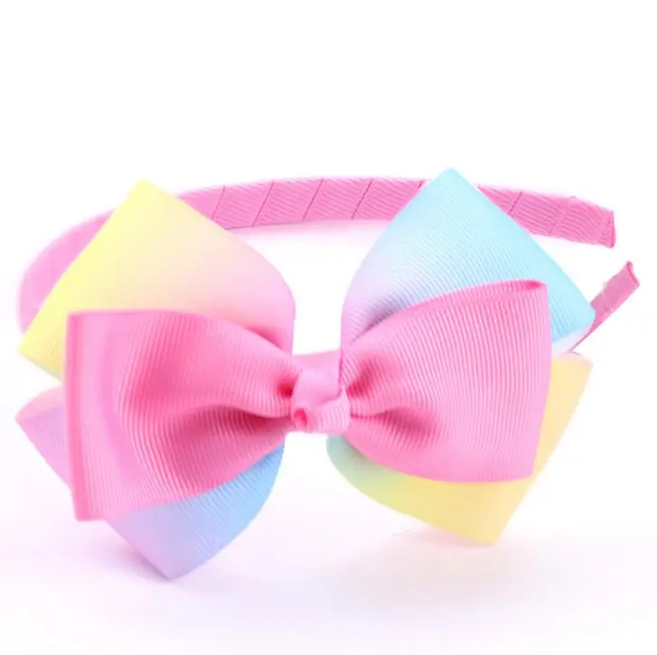 

free shipping Rainbow Ombre Headband Jojo siwa inspired rainbow large hair bow 5 inch big hair bow girls