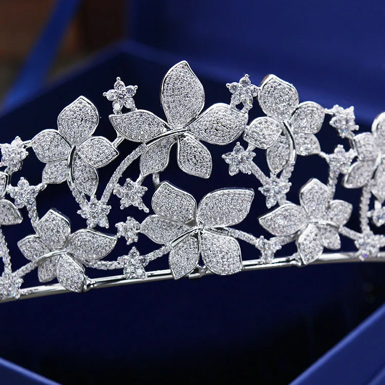 SLBRIDAL винтажная закрепка с прозрачным кубическим цирконием свадебная тиара CZ