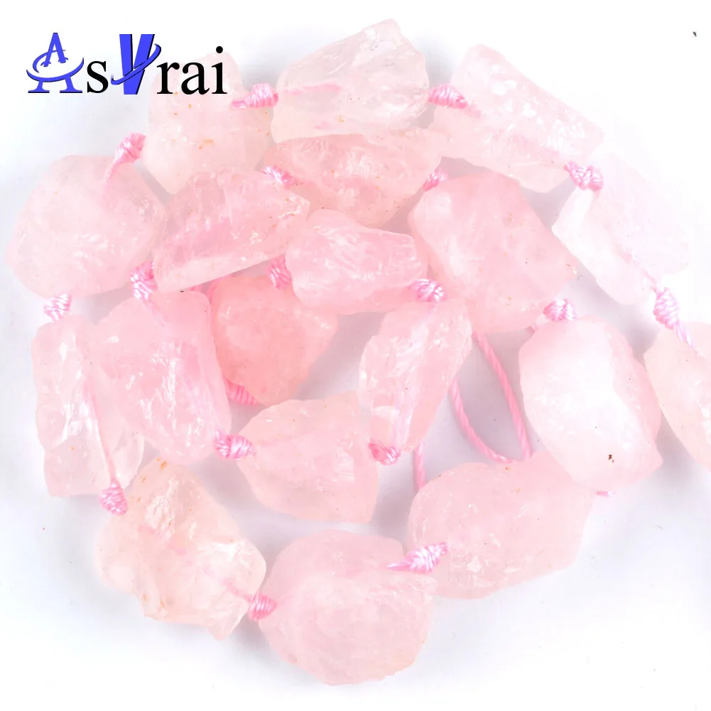Rose Quartz Натуральные аметисты розовый кварцевый кристалл цитрины камень Самородок бусины для изготовления ювелирных изделий 15-23 мм грубые пробитые жемчужные бусины 15" - Цвет: Rose Quartz