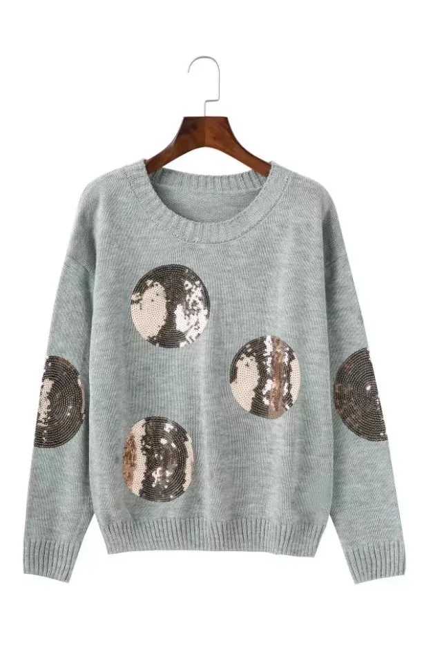 Новинка 2017 европейские женские зимние свитера в горошек с блестками круглым