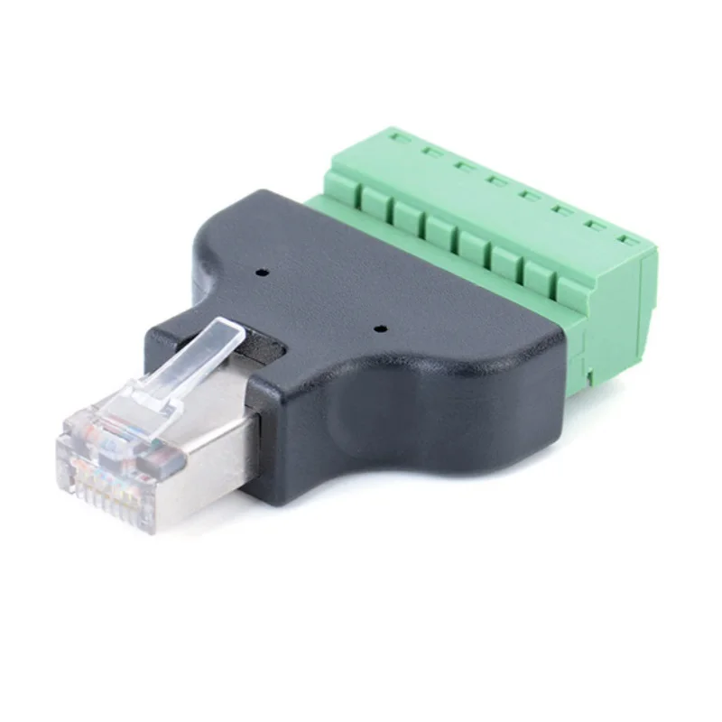 2 шт./лот Ethernet RJ45 штекер в AV винтовой терминал 8Pin блок CCTV конвертер