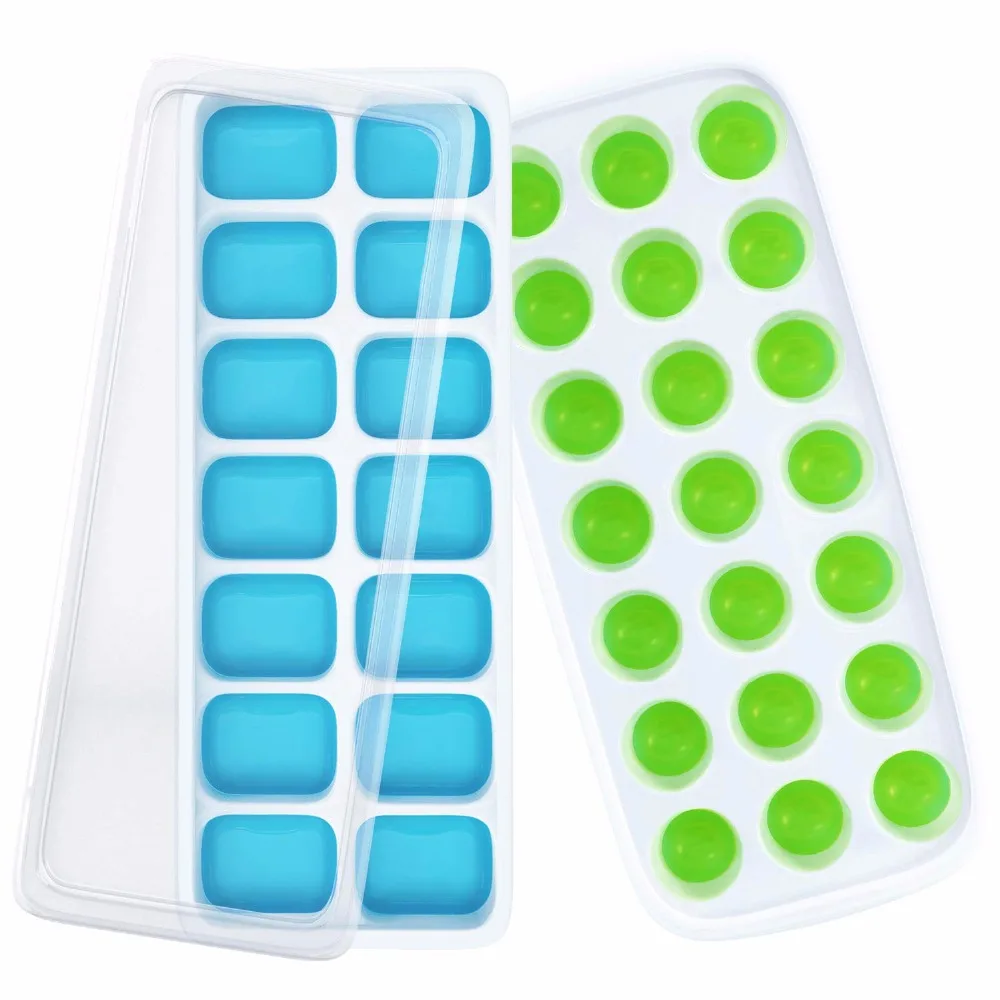 

Ice Cube Trays 4 Pack-Silicone Ice Cube Tray with Lid Super Easy Release Ice Cube Molds - for Food, Cocktail, Whiskey, Chocolate