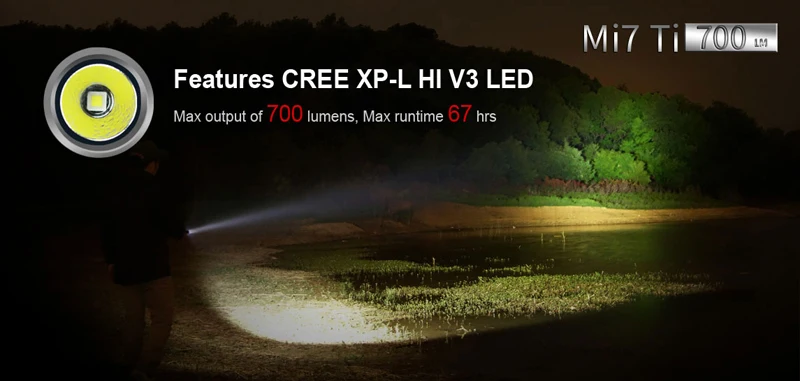 KLARUS Mi7 Ti 700 люменов CREE XP-L HI V3 светодиодный портативный титановый AA фонарик с бесплатной батареей - Испускаемый цвет: Белый