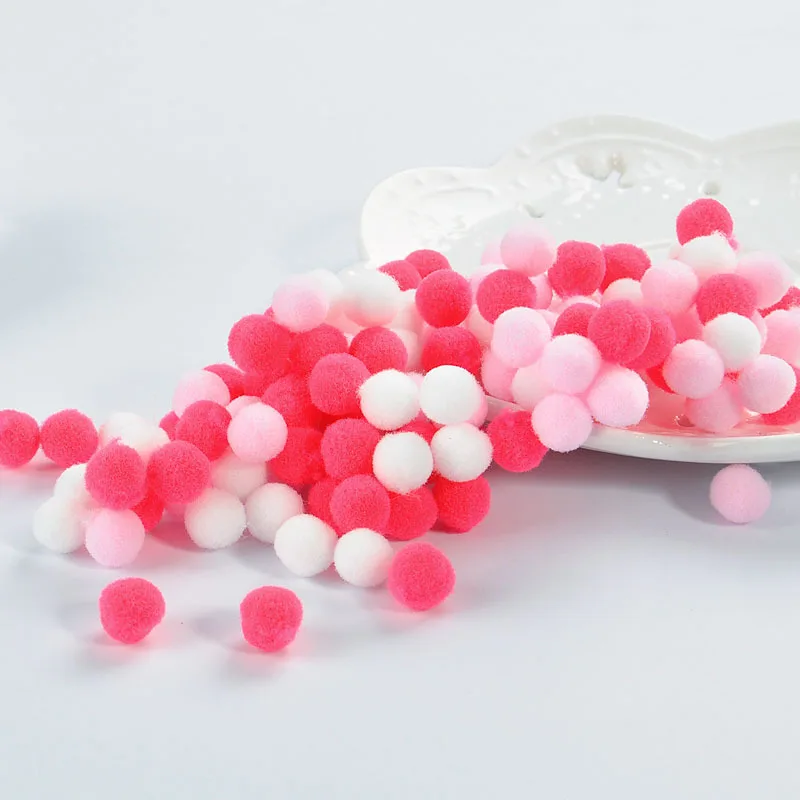 rose pink series Помпон мини пышная Нижняя помпоны пушистые с плюшевой подкладкой для детей, куртка для девочек, игрушки, ручная работа, Свадебный декор DIY товары для шитья и рукоделия 8/10/15/20/25/30 мм - Цвет: rose pink series