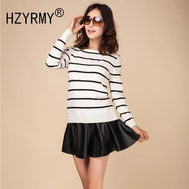 HZYRMY Spring Autumn NewWomen Cashmere Cardigan Round Neck Fashion Stripe Short Rear Shirt Loose Wool Knit Soft Sweater |