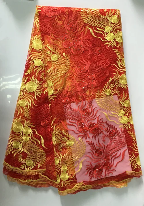 2016 вышитые чистая ткань Золотой Красный Новый arfican магазин ткани продажа Тюль