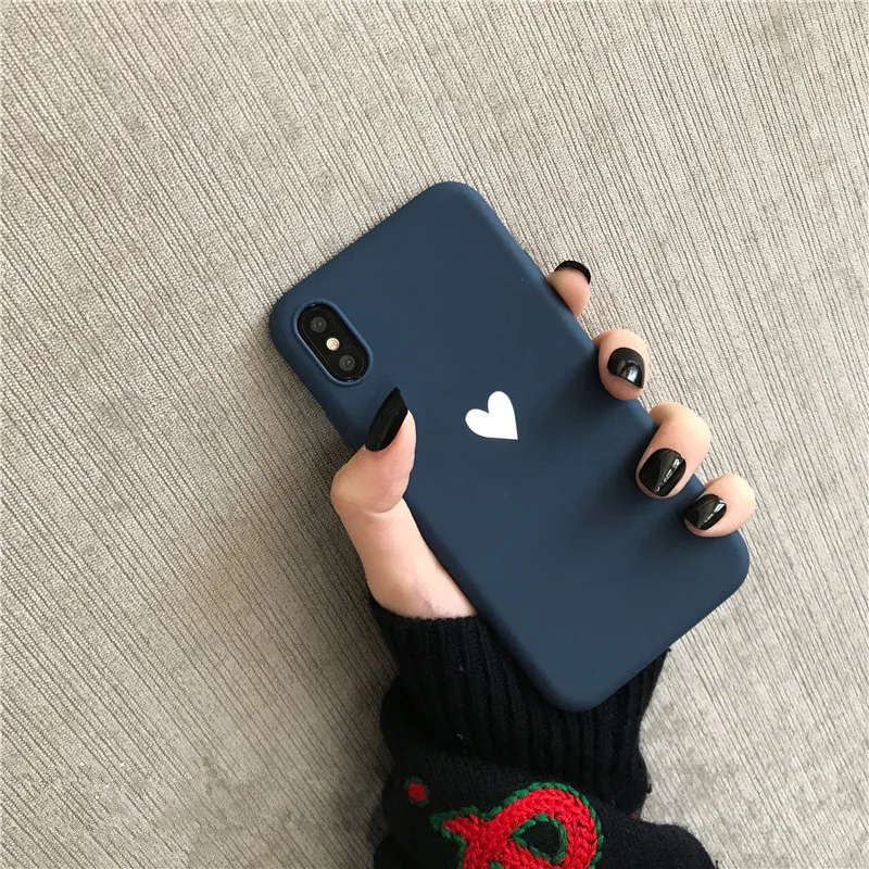 Матовый чехол для телефона iphone X XR XS Max love heart мягкий из ТПУ 6 6s 7 8 plus задняя крышка |