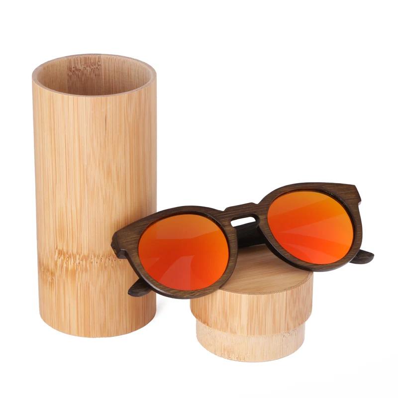 red lens with case BerWer солнцезащитные очки для мужчин и женщин, поляризационные новые модные деревянные солнцезащитные очки, высокое качество, Бамбуковая оправа - Цвет линз: red lens with case