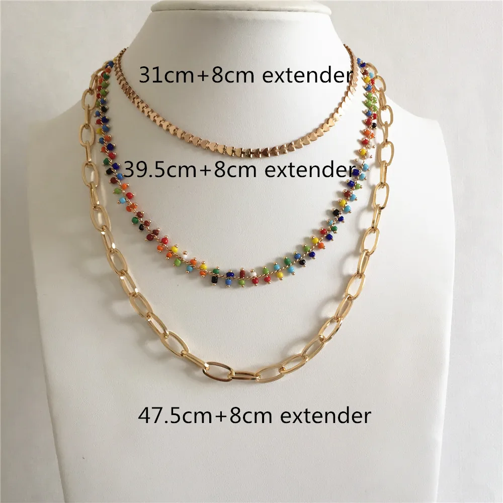 

PRETTY GOLD COLOR PLATING COLORFUL BEAD LAYERED NECKLACE FOR WOMEN ALL SEPARATED