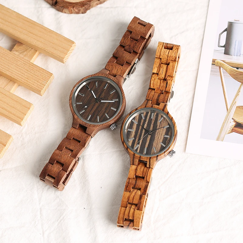

Walnut Wood Women's Bracelet Watch Quartz New Fashion Full Wooden Lady Wrist Watches Bangle Clock Best Gift For Female Bracelet