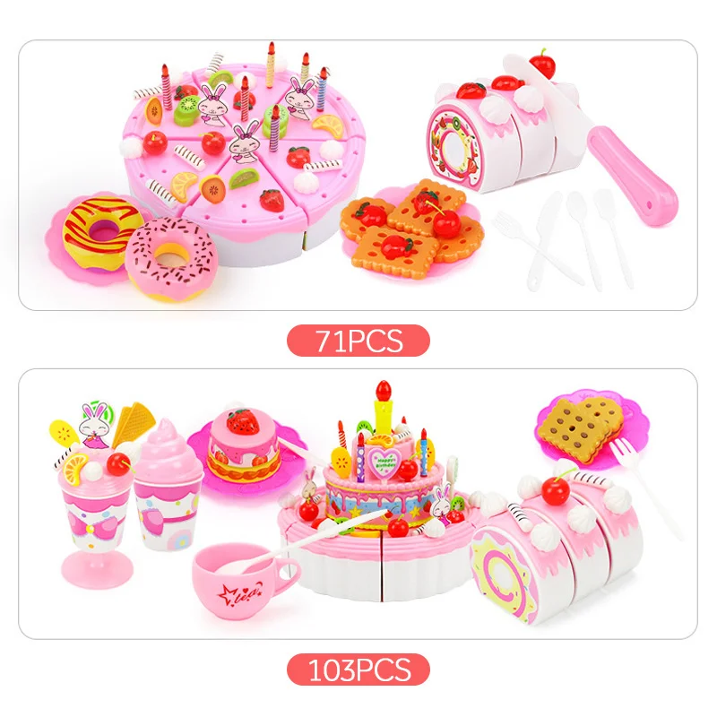 

New 12 Styles Kids Cartoon Animal Cake Pretend Play Kitchen Toys Fruit Cutting Birthday Cake Sets Play House Toy for Girls Gifts